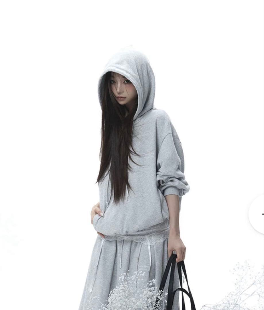 トップス theredthread S logo pullover hoodie gray