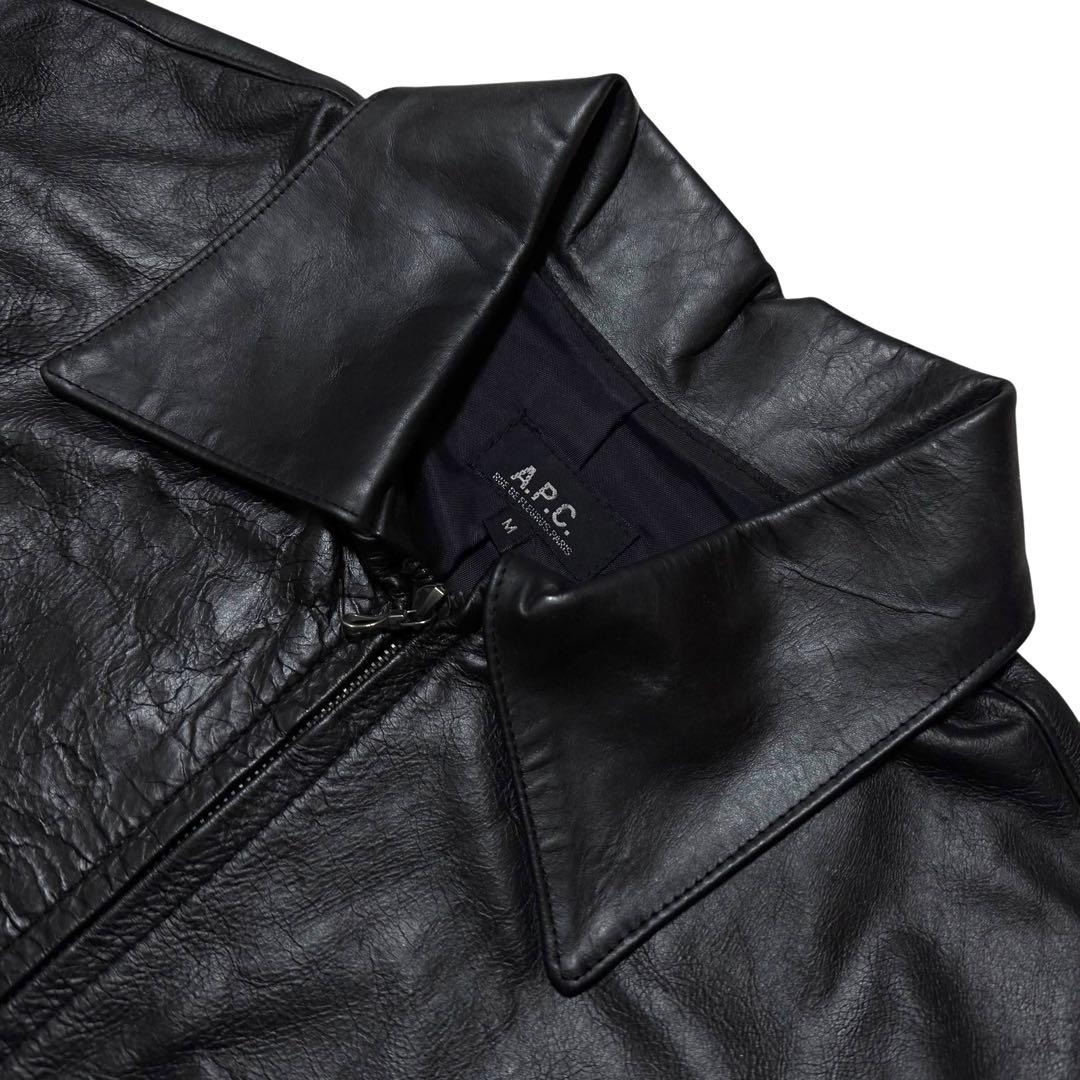A.P.C. 牛革 カウ レザー ライダース ジャケット ブルゾン ブラック M