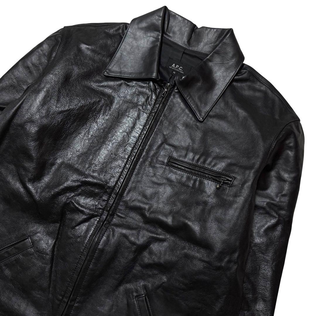 A.P.C. 牛革 カウ レザー ライダース ジャケット ブルゾン ブラック M