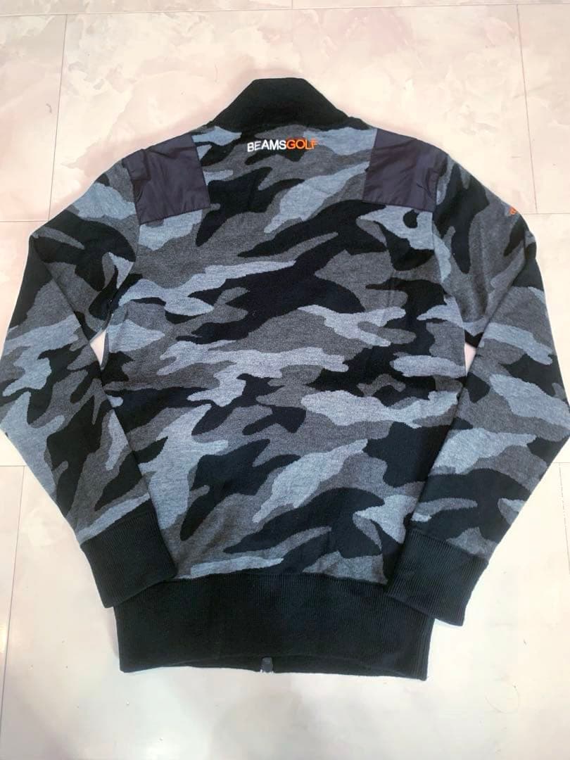 美品　ビームスゴルフ　beams golf フルジップ　セーター　ニット　迷彩S