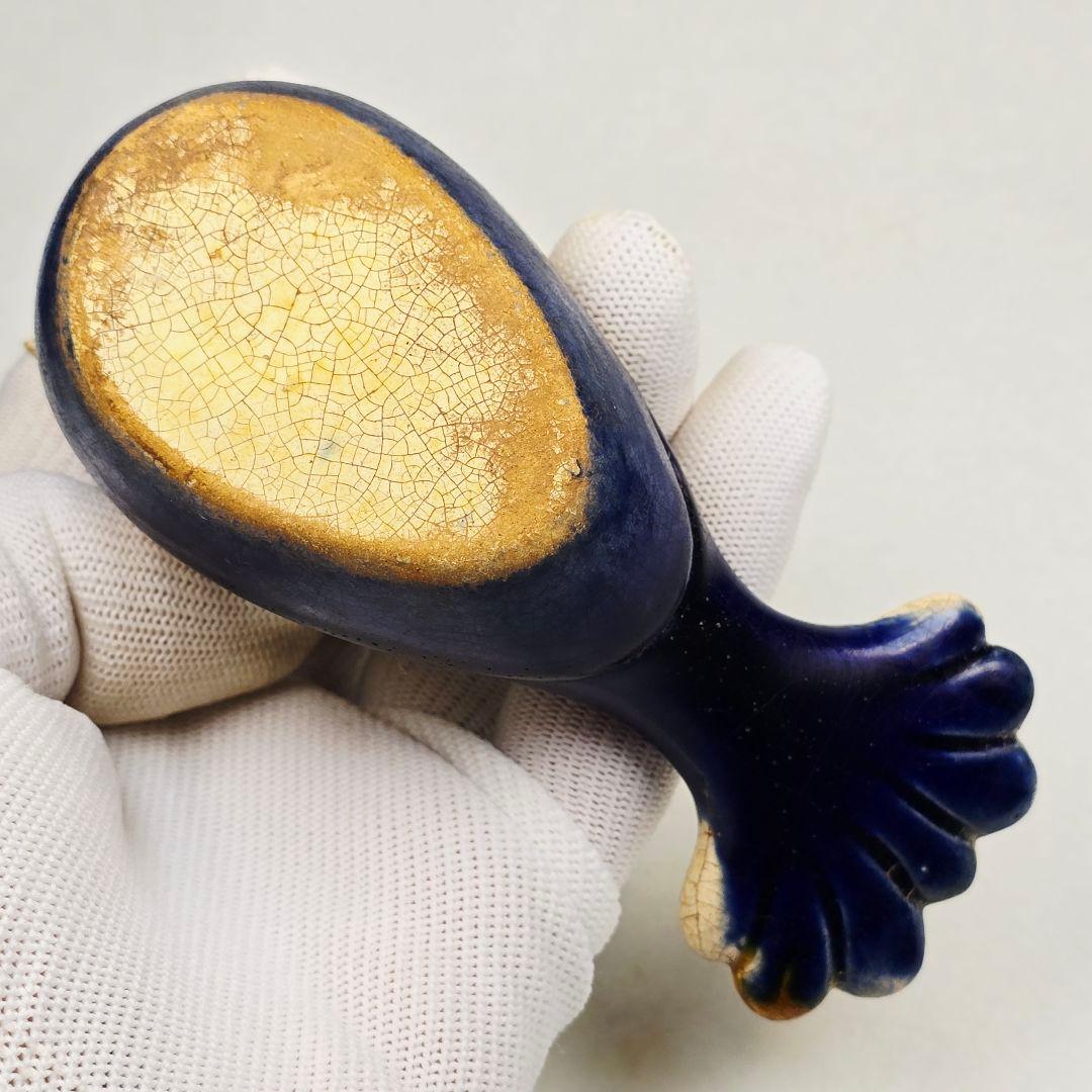 超レア 舶来品 中国古磁 唐三彩 堆彫 鳳鳥形 香合 茶道具 置物 文房具