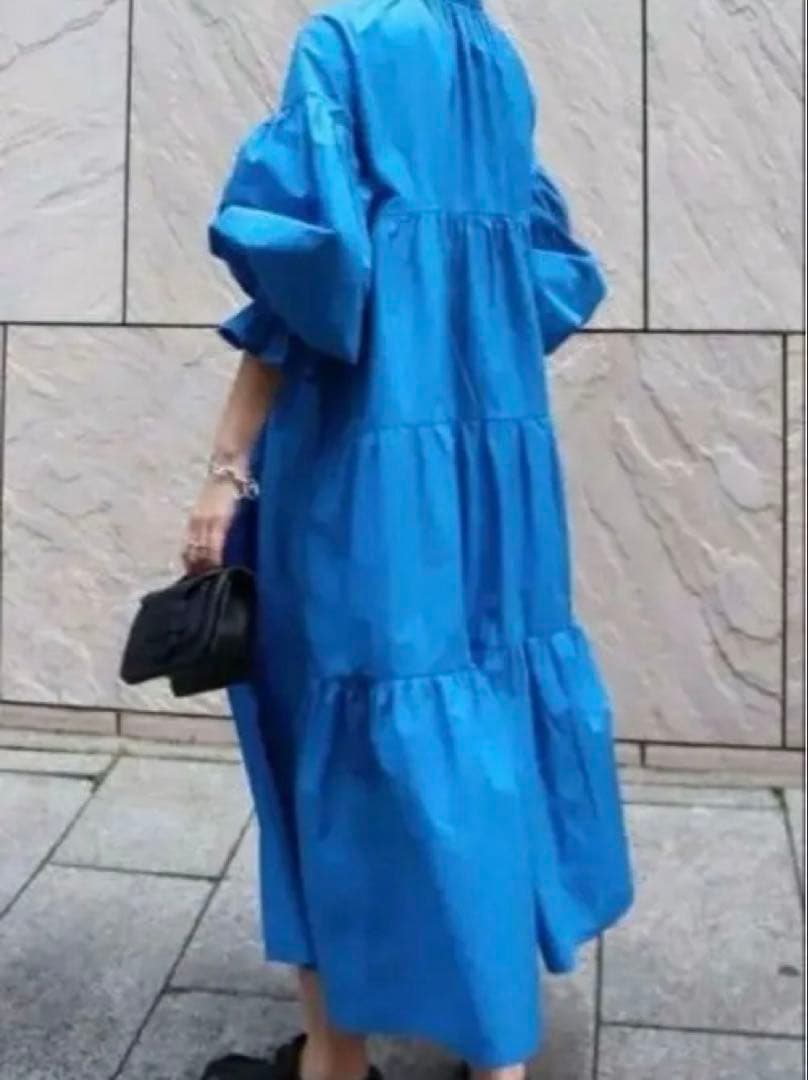 黒ボリューム袖ワンピースmachatt マチャット リボンバックティアードドレス