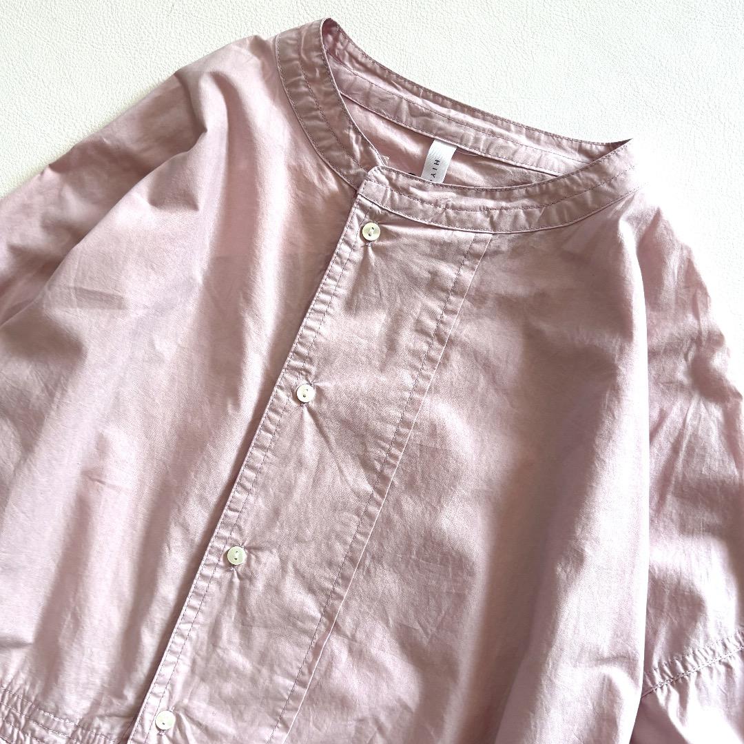 新品・美品♪ヒヨリ◆HIYORI◆コットンギャザーワンピース　バンドカラー