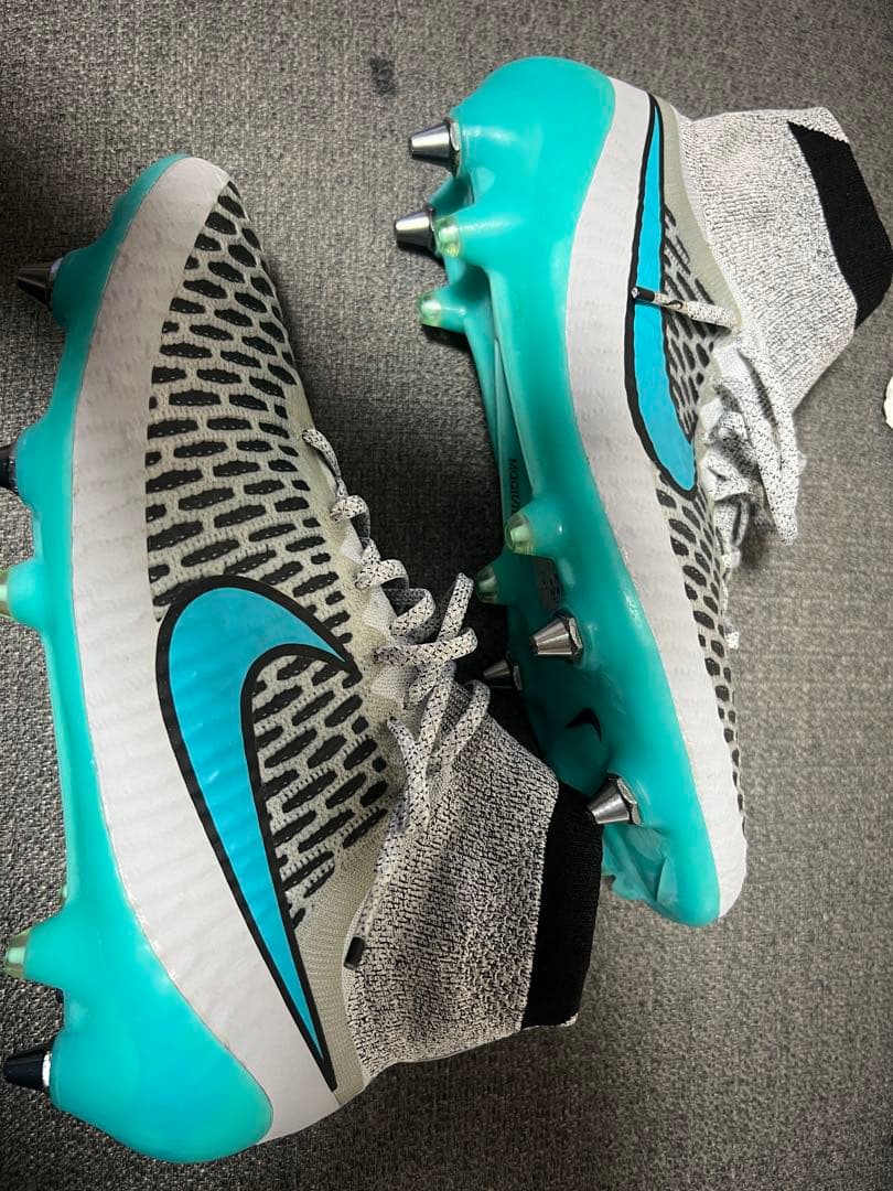 Nike サッカーシューズ スパイク ACCテクノロジー ハイカット グレー/青