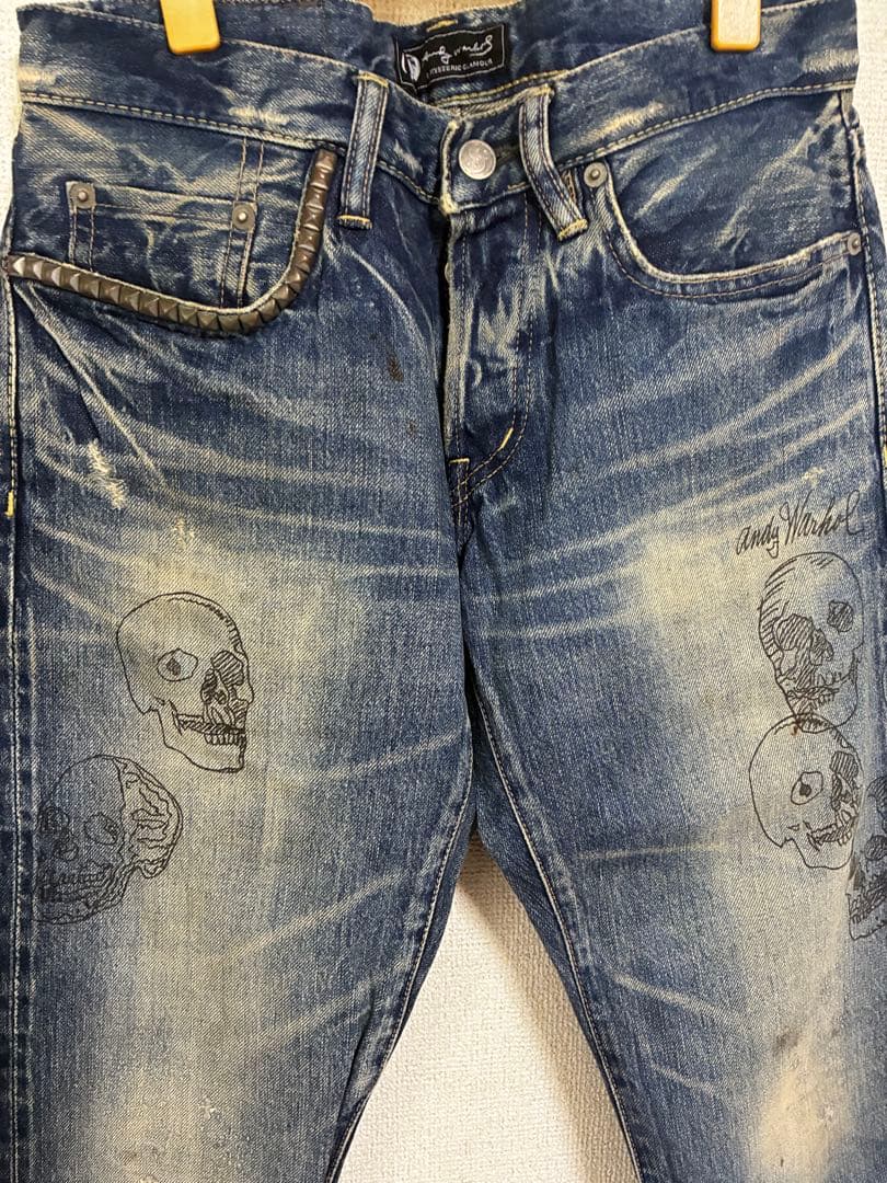 HYSTERIC GLAMOUR スタッズ付きドクロデニム　28 最終値下げ