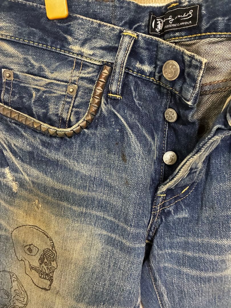 HYSTERIC GLAMOUR スタッズ付きドクロデニム　28 最終値下げ