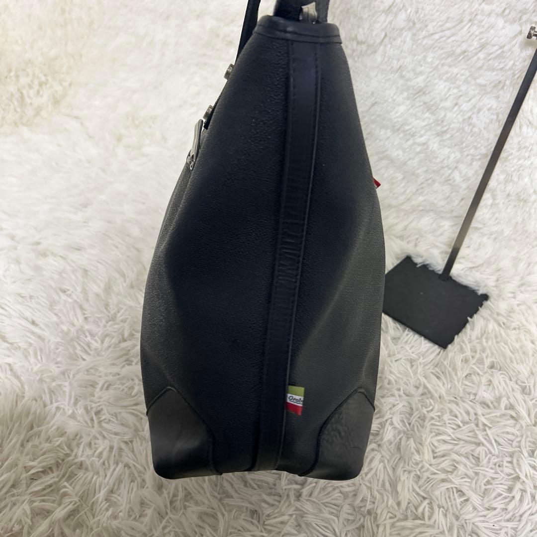 オロビアンコ PVCレザー トート　メンズ　肩掛け　A4 自立　黒