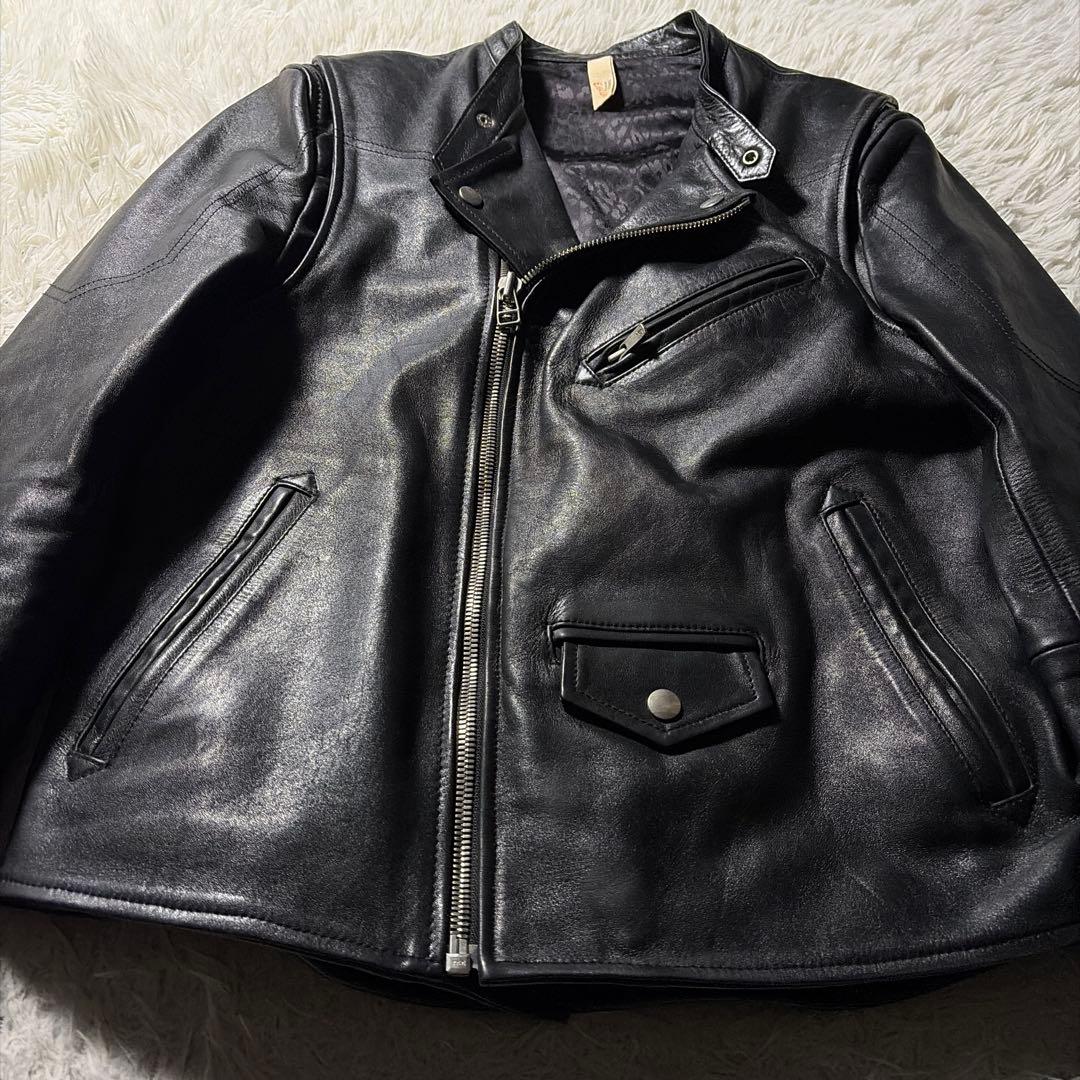 美品■タケオキクチ　ライダースジャケット　ダブル　本革　ブラック　サイズ4
