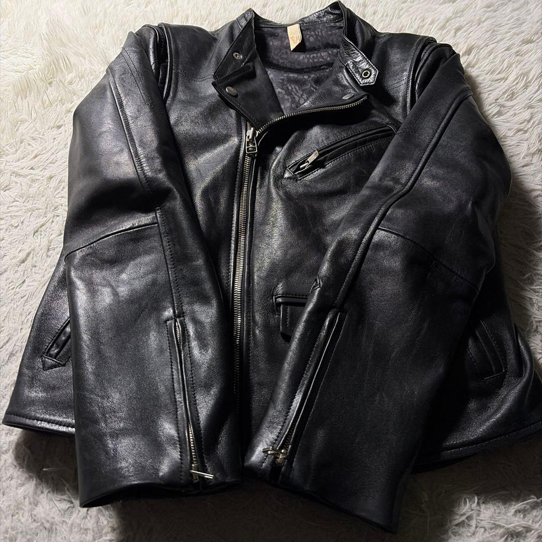 美品■タケオキクチ　ライダースジャケット　ダブル　本革　ブラック　サイズ4