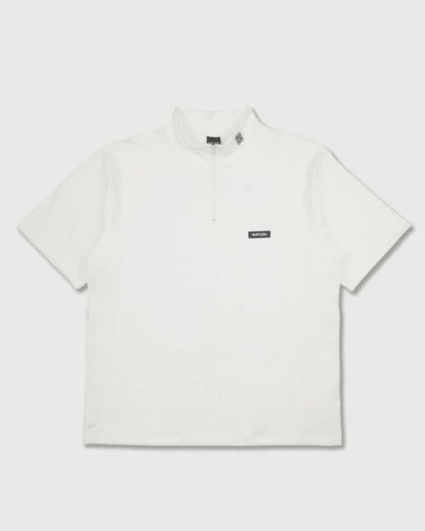 RUFFLOG HALF ZIP MOCK NECK SHIRT ホワイト