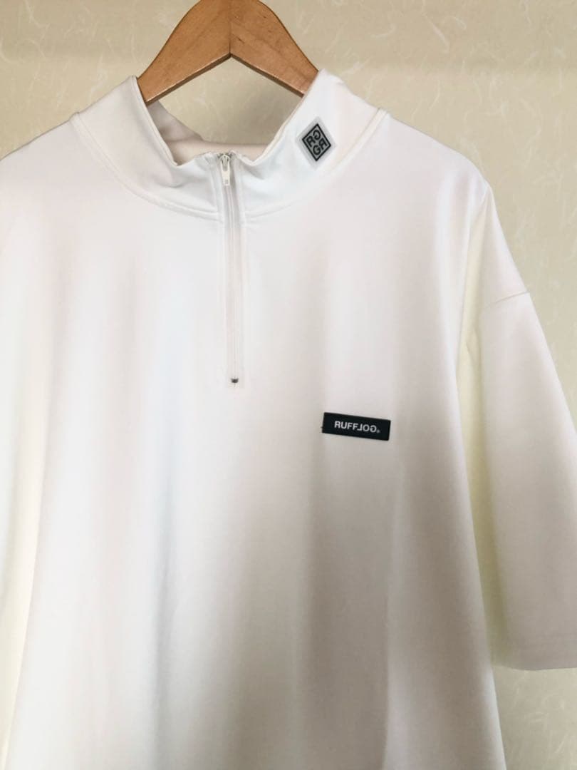 RUFFLOG HALF ZIP MOCK NECK SHIRT ホワイト