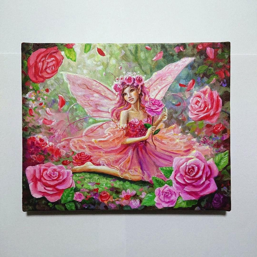 【妖精】アクリル画 F3 風景画 絵画