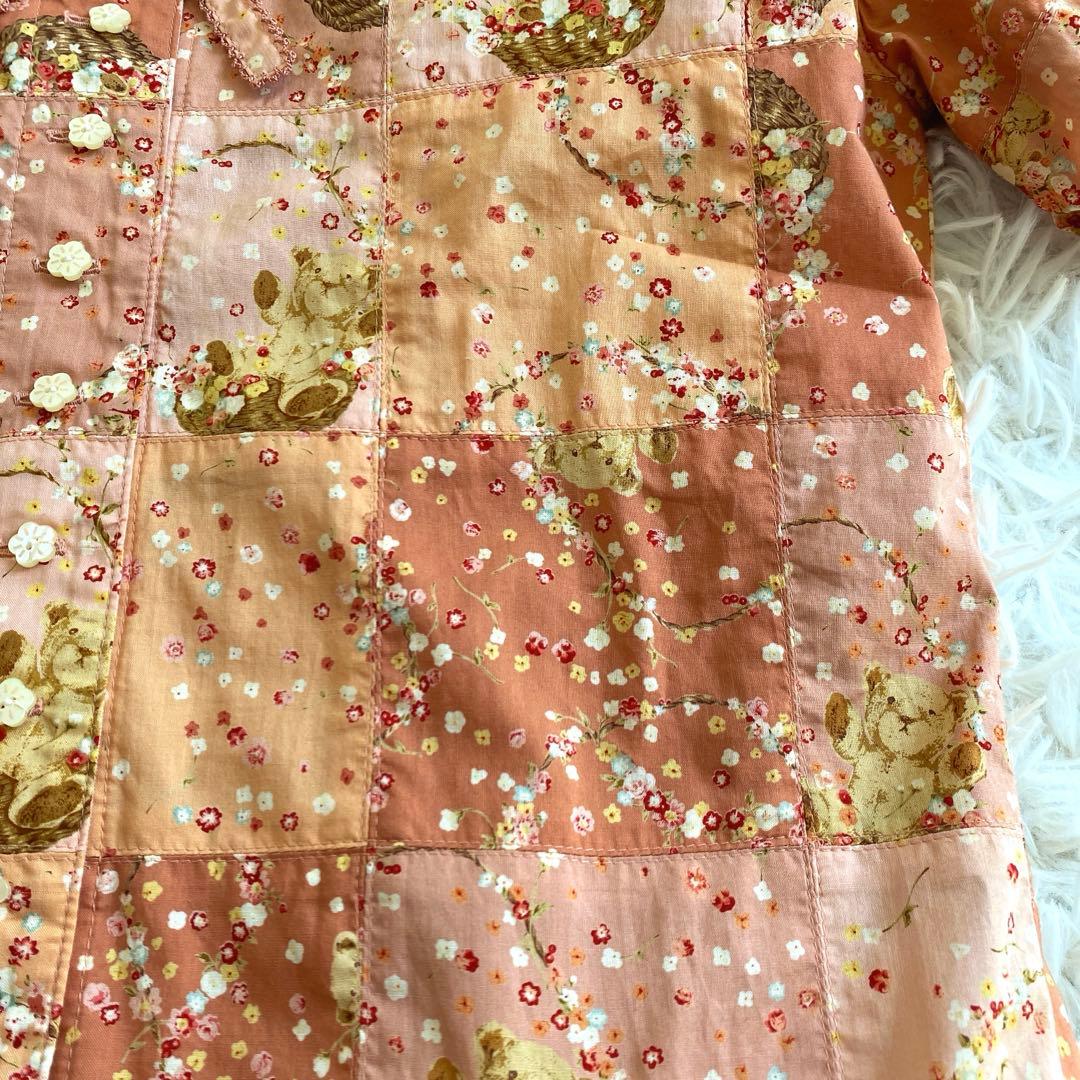 PINK HOUSEピンクハウス☆半袖コットンワンピース くま 花カゴ