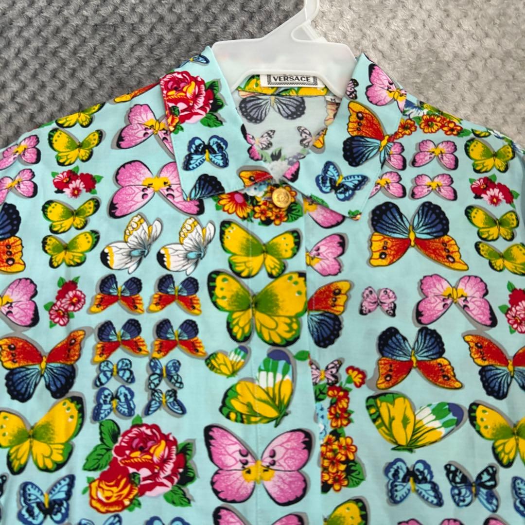 激レア！ GIANNI VERSACE 蝶と花プリント 長袖シャツ