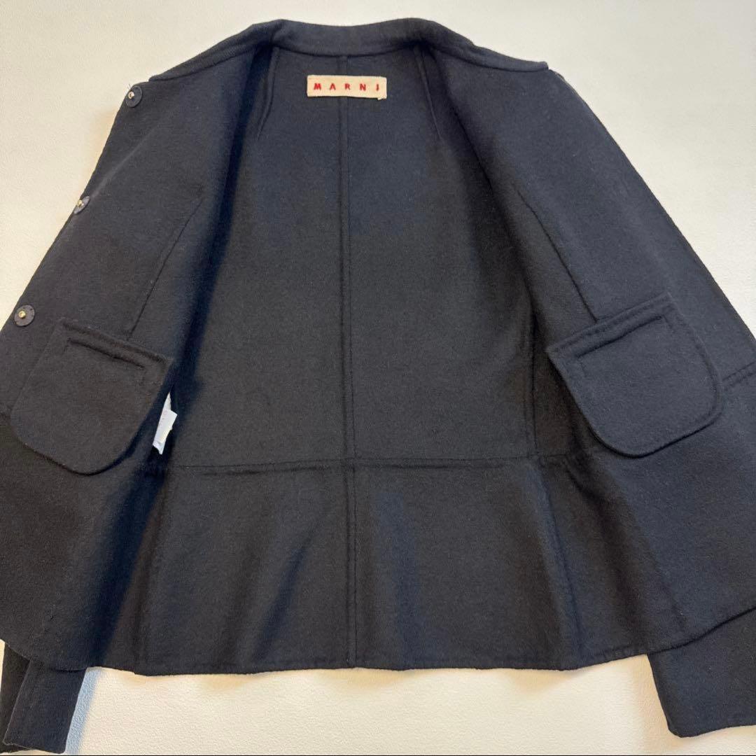MARNIマルニ　ウール100%一枚仕立て ジャケット　ラウンドカラー　黒36