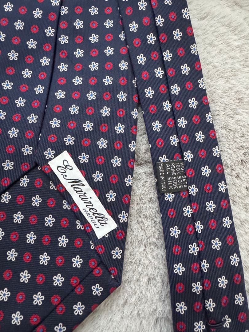 Marinella ネイビー 花柄 ネクタイ