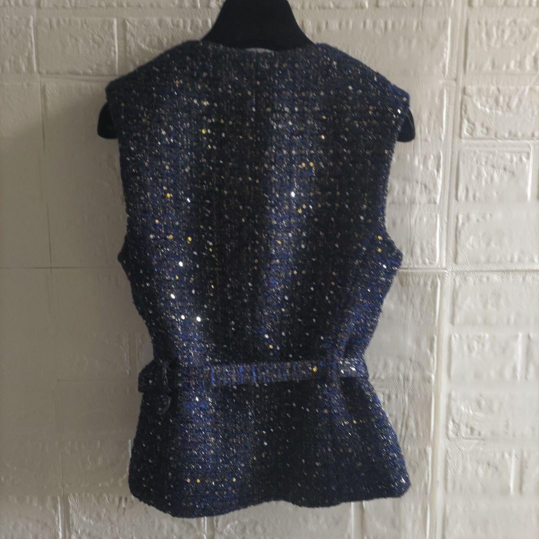 専用✨ZARA　 ベルト付き　テクスチャーベスト　ツイード　ジレ　金ボタン