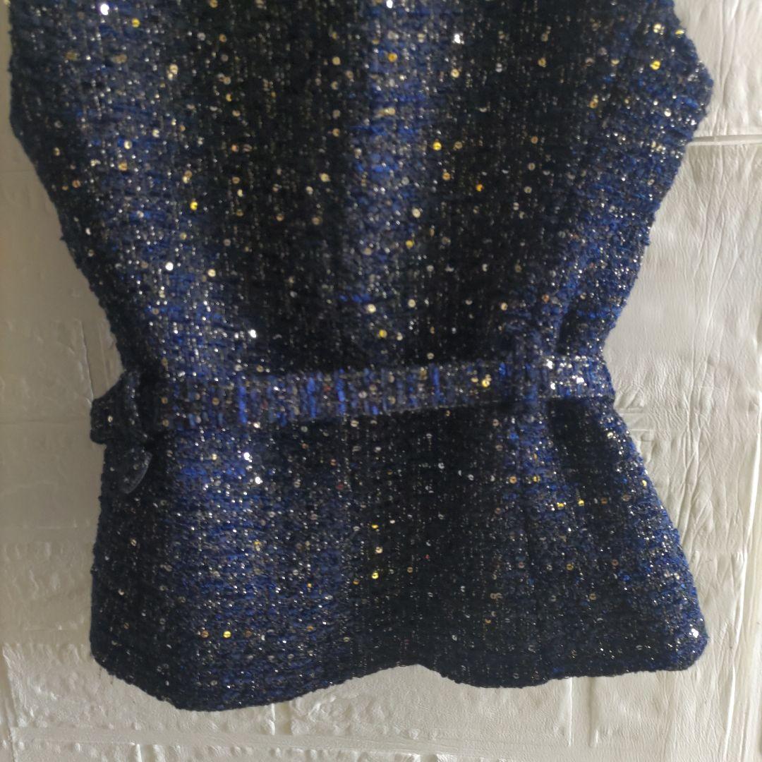 専用✨ZARA　 ベルト付き　テクスチャーベスト　ツイード　ジレ　金ボタン