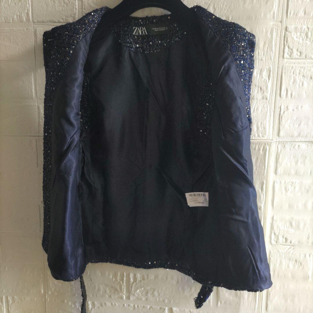 専用✨ZARA　 ベルト付き　テクスチャーベスト　ツイード　ジレ　金ボタン