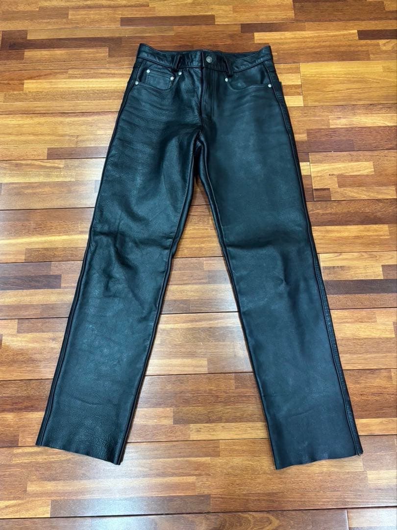 Schott Perfecto ブラックレザージャケット&レザーパンツ34セット