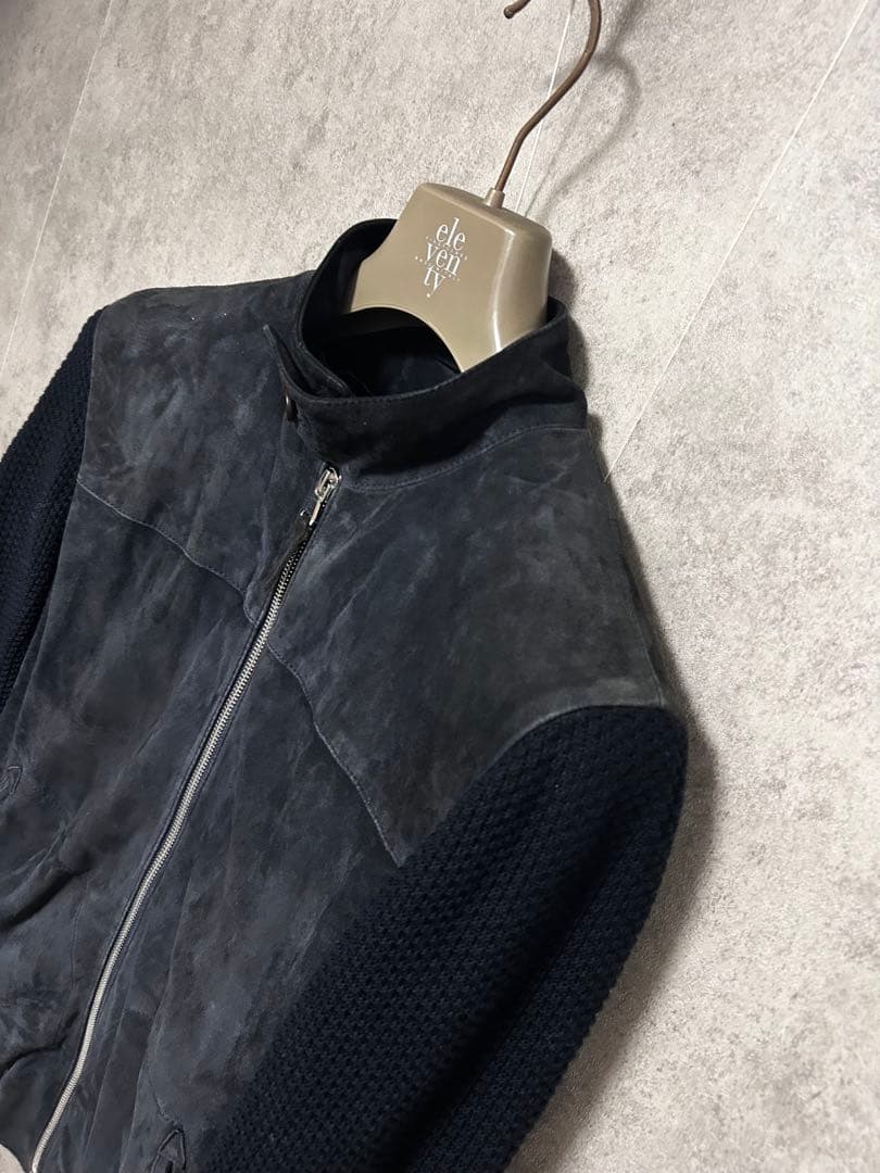 かなた様【eleventy】ゴートレザー×ニット レザージャケット ブルゾン