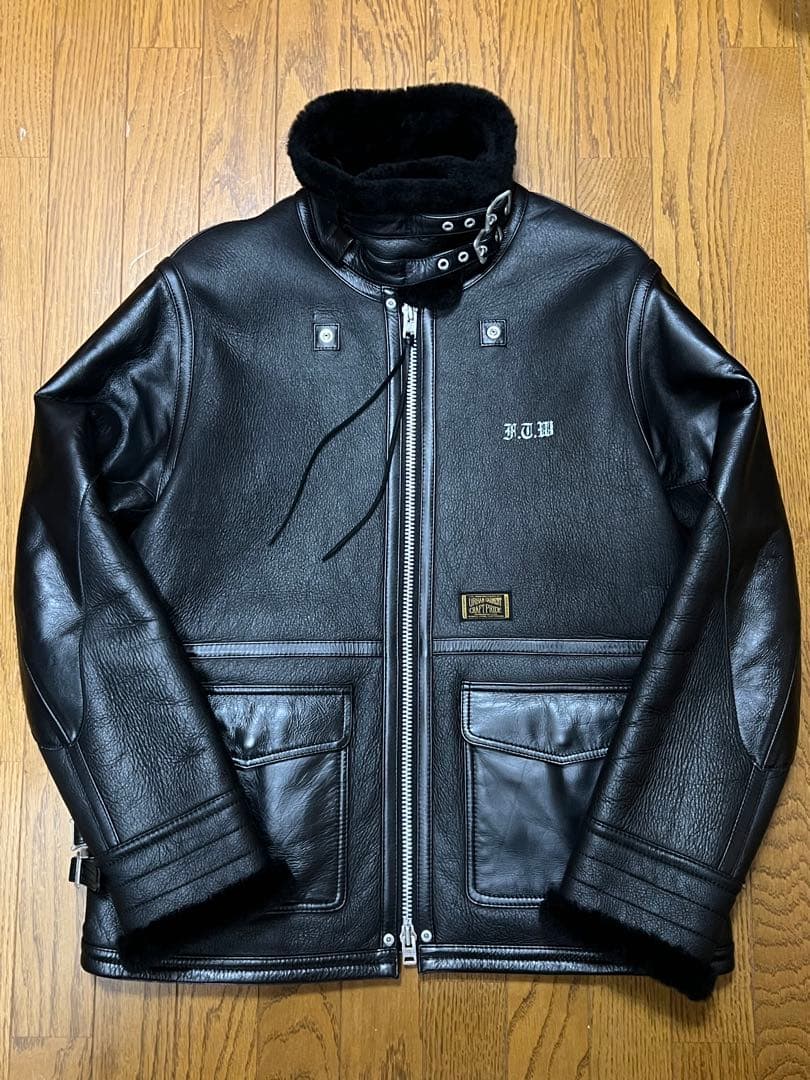 NEIGHBORHOOD B-3D/MC-JKT ムートンレザージャケット XL