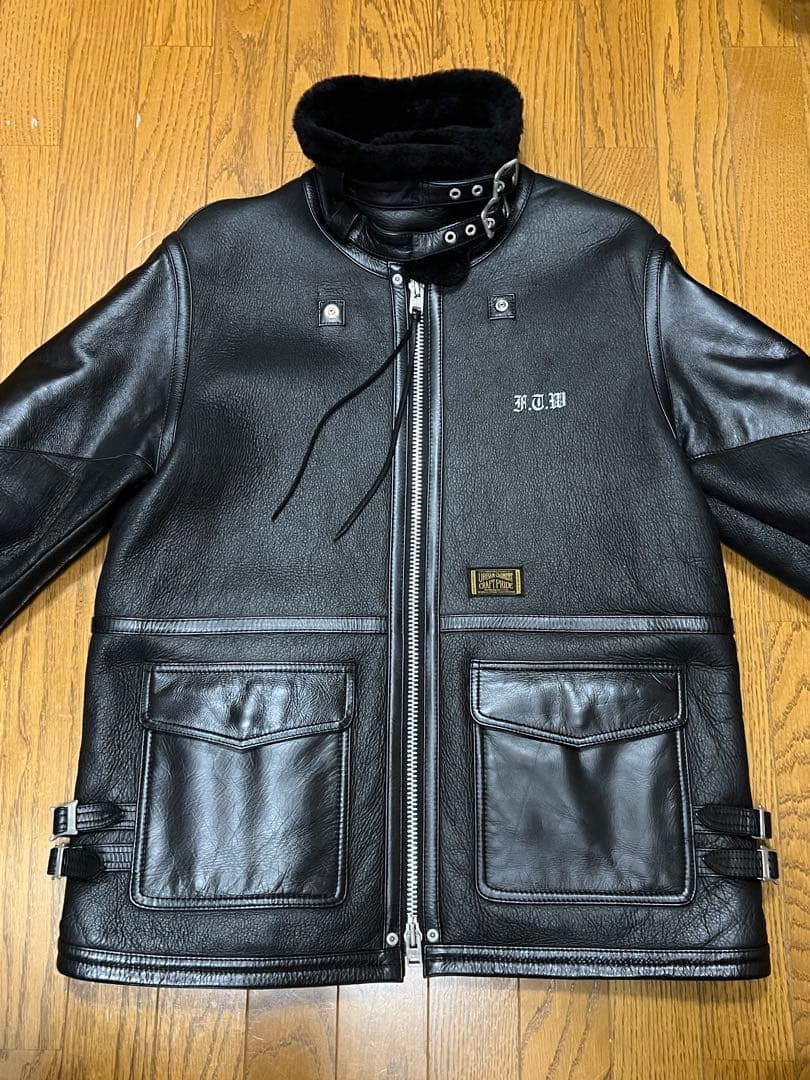 NEIGHBORHOOD B-3D/MC-JKT ムートンレザージャケット XL