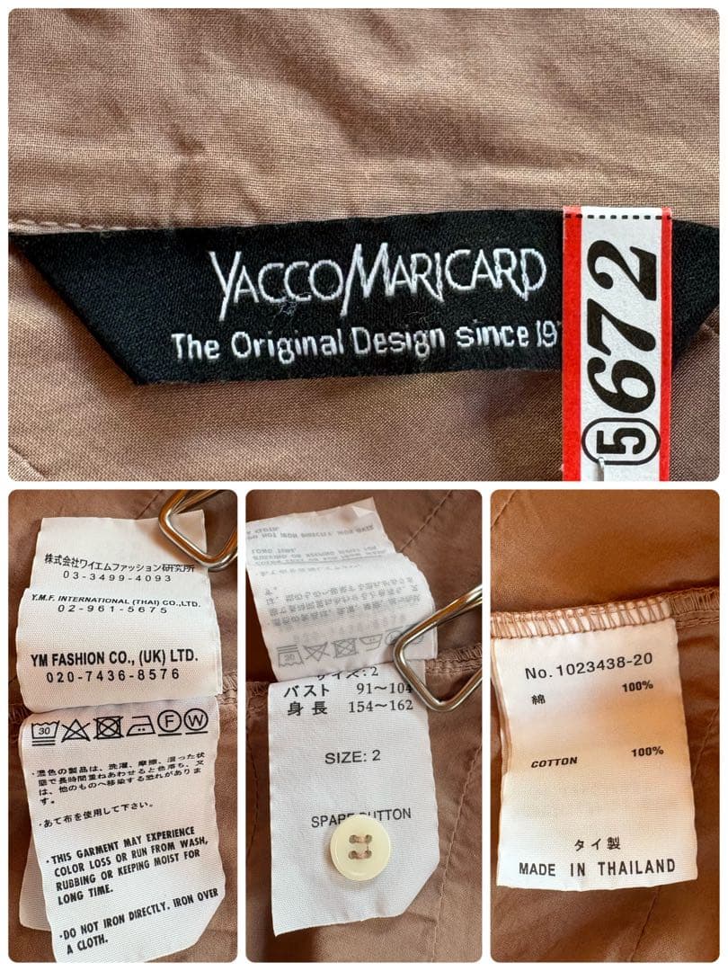 【YACCOMARICARD】ビッグボーダータック 長袖ブラウス　比翼仕立