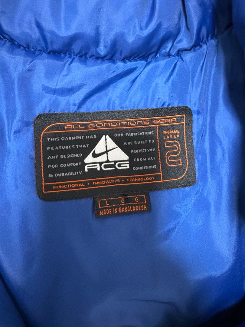 美品 ACG ダウンベスト オレンジ Lサイズ