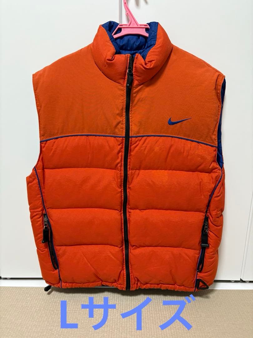 美品 ACG ダウンベスト オレンジ Lサイズ
