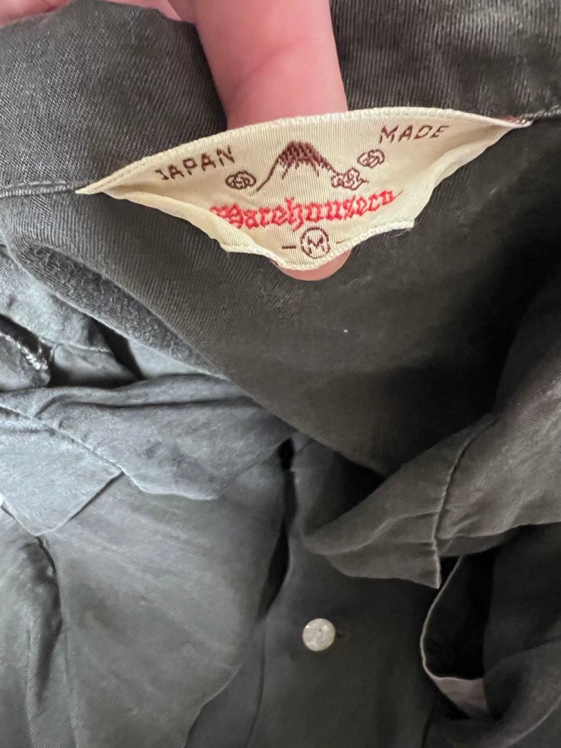 WAREHOUSE スカシャツ　ボーリングシャツ　レーヨン　半袖　　グレー