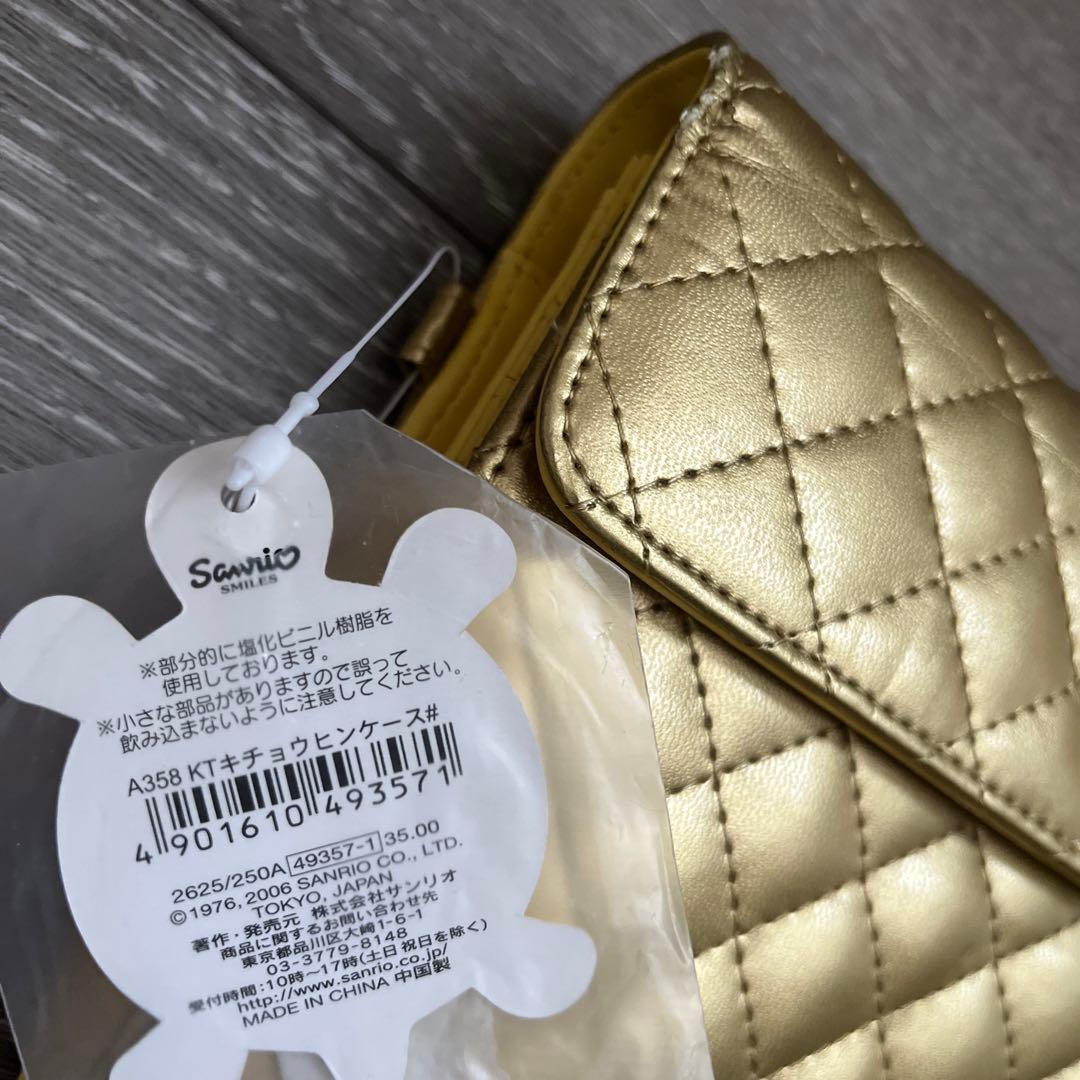 ハローキティ　キルティング　ゴールド　手帳　シール　通帳ケース　kitty