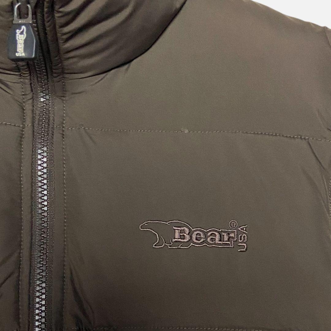 Bear USA ベアー ダウンベスト 茶 ブラウン L 刺繍ロゴ 肉厚ベスト