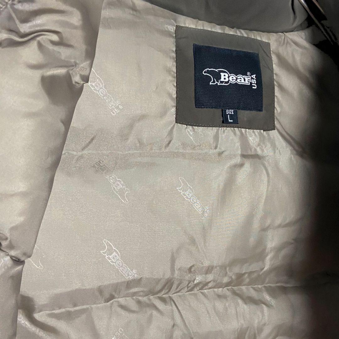 Bear USA ベアー ダウンベスト 茶 ブラウン L 刺繍ロゴ 肉厚ベスト