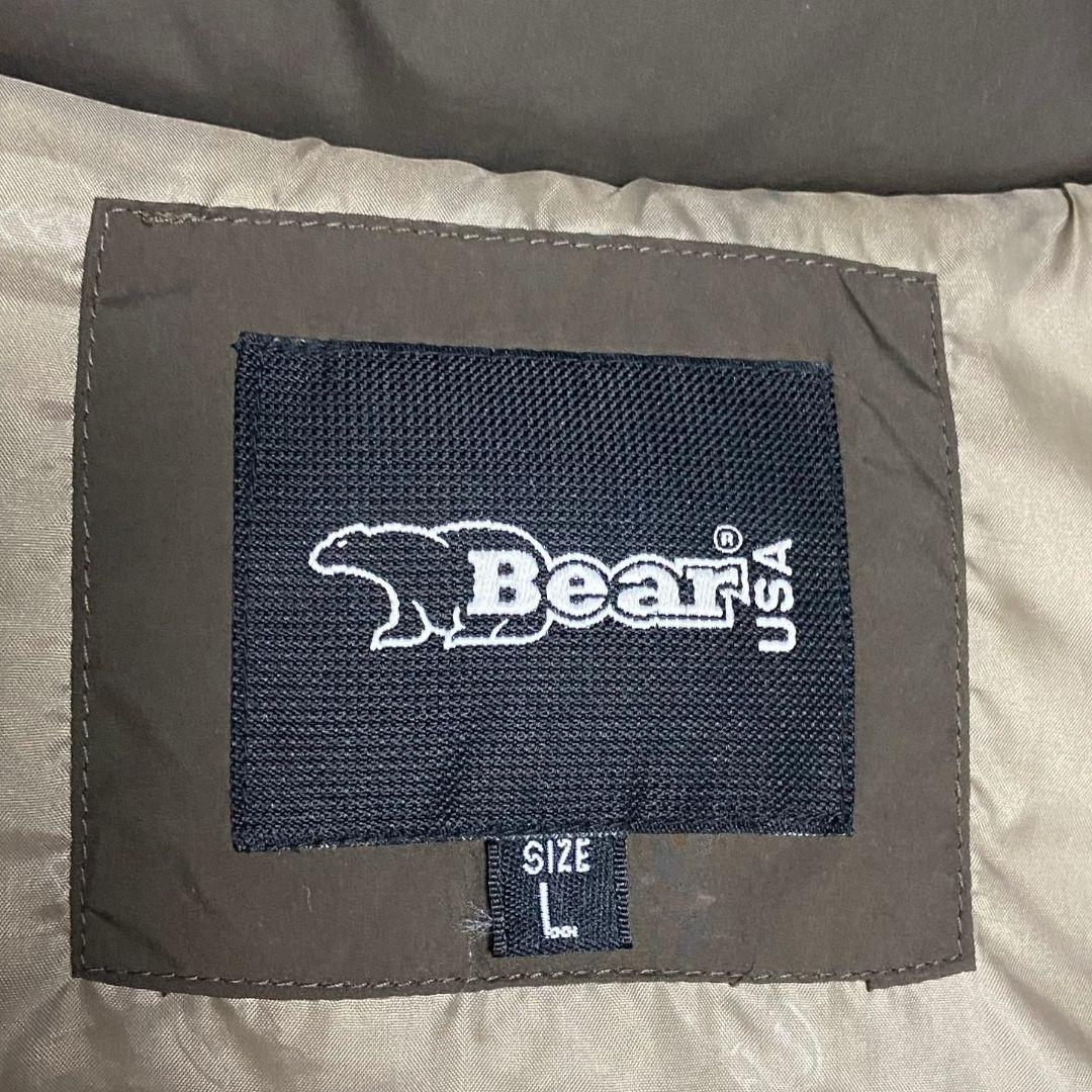 Bear USA ベアー ダウンベスト 茶 ブラウン L 刺繍ロゴ 肉厚ベスト