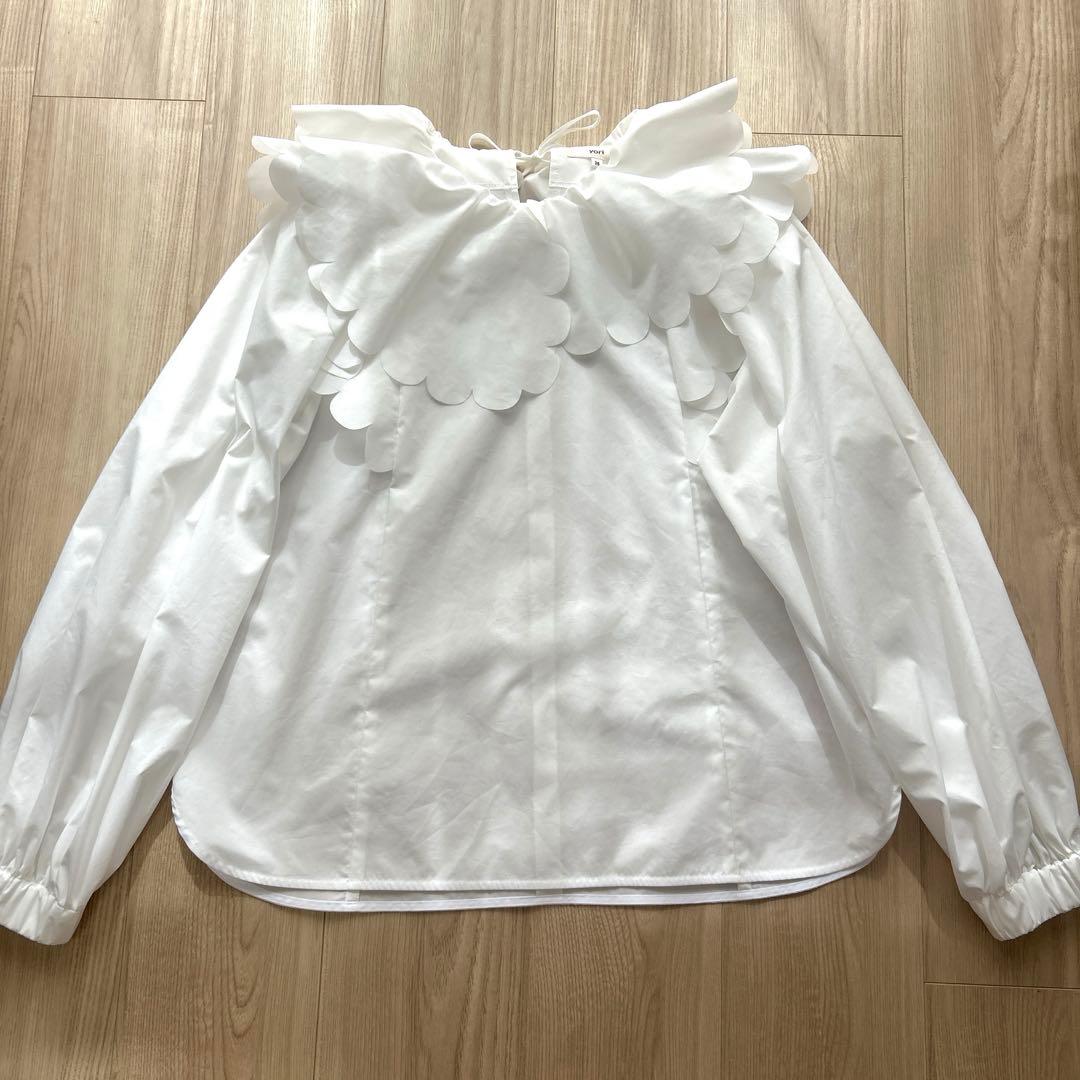 yori たっぷりスカラップブラウス ホワイト 36 オケージョン 入学 入園