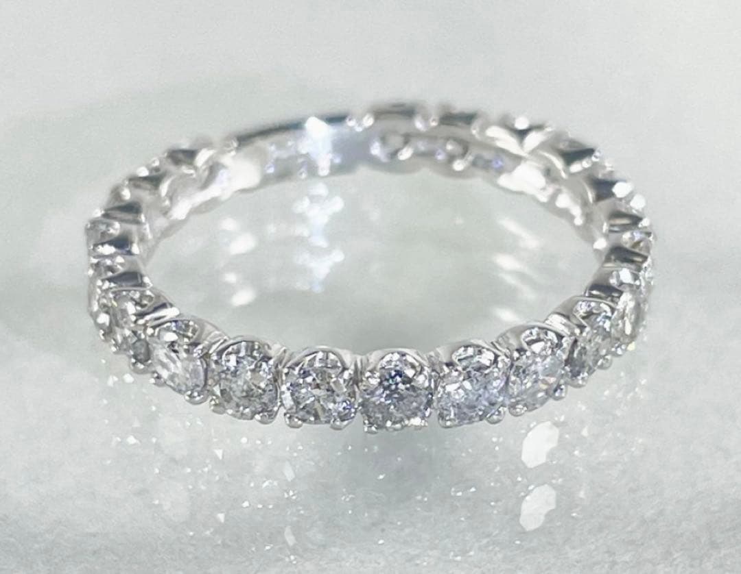 Pt900 天然ダイヤモンド 1.05ct ハーフエタニティリ ング