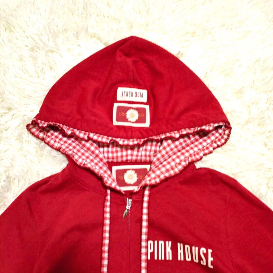 【美品】PINK HOUSE ピンクハウス 24年 ギンガムチェック使いパーカー