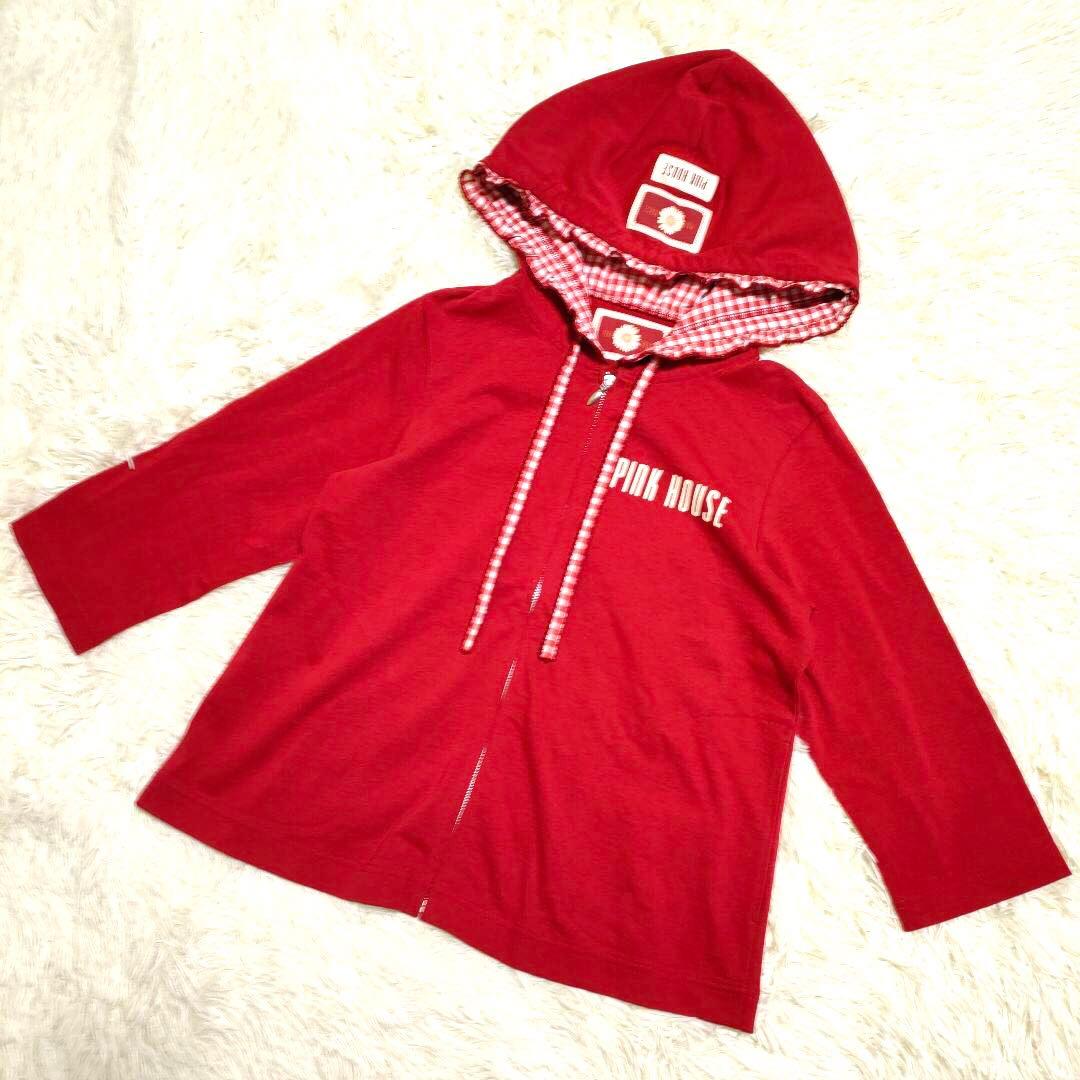 【美品】PINK HOUSE ピンクハウス 24年 ギンガムチェック使いパーカー
