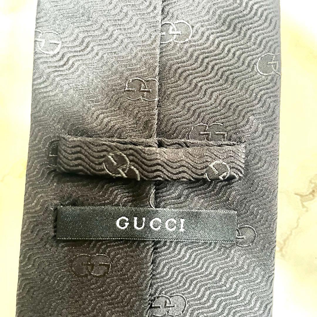 美品✨　GUCCI ネクタイ　ブラック　ジャガード　モーマント