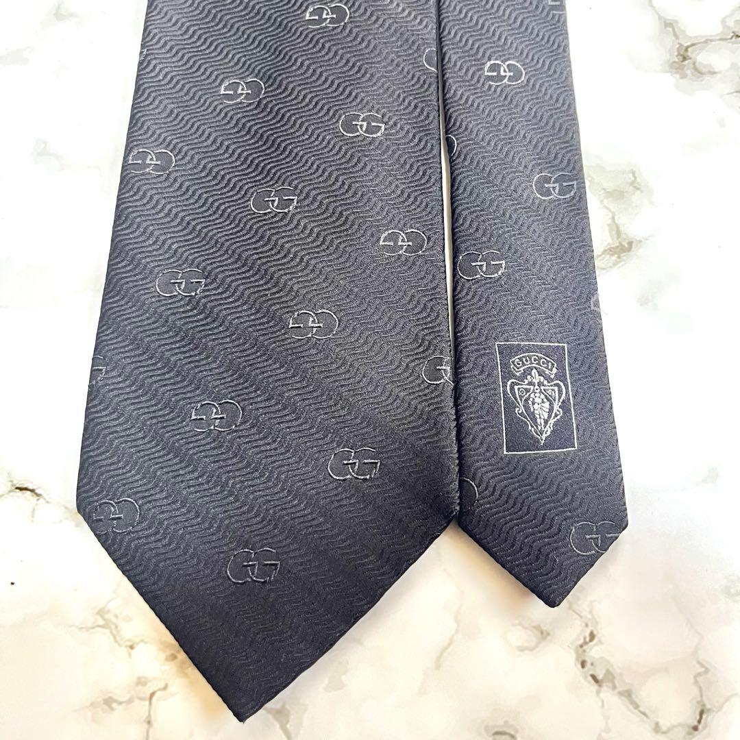 美品✨　GUCCI ネクタイ　ブラック　ジャガード　モーマント