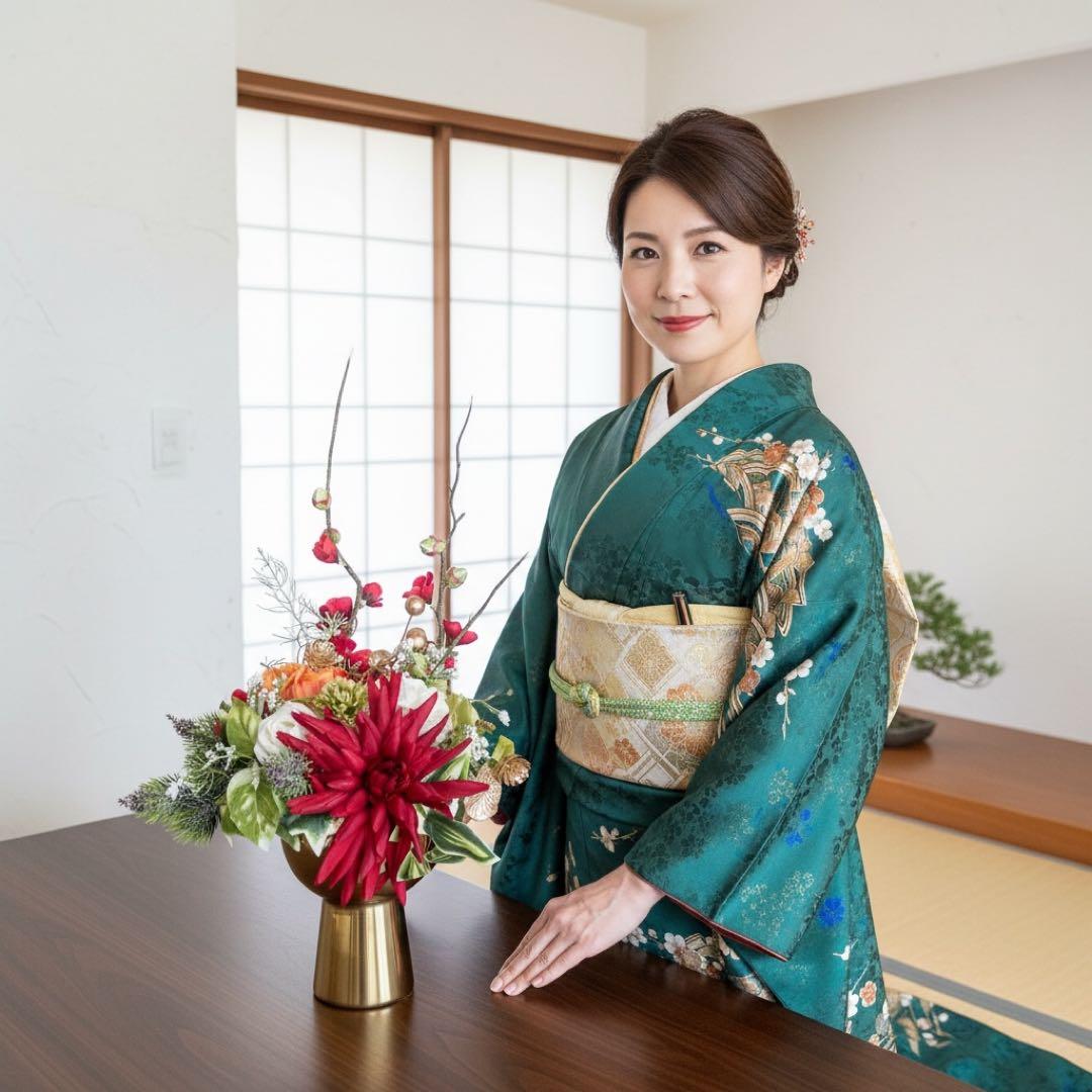 光触媒フラワー 迎春の華やぎ・正月アレンジメント 迎春飾り ゴールド器付き 造花