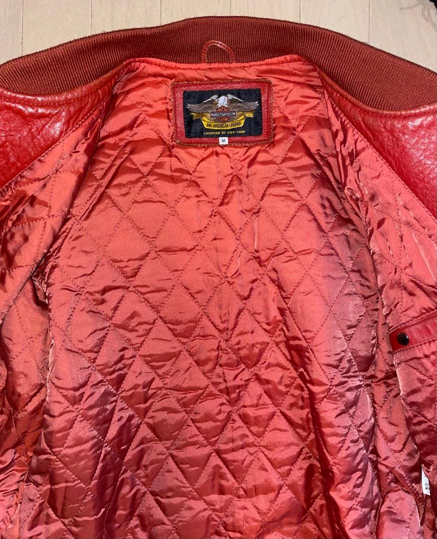 ス*ー様 Harley Davidson 赤 ラムレザージャケット 90s