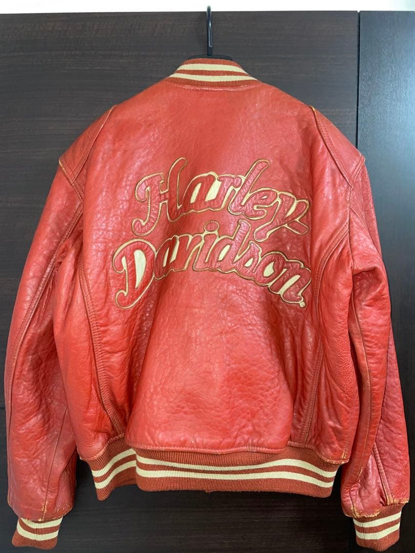 ス*ー様 Harley Davidson 赤 ラムレザージャケット 90s