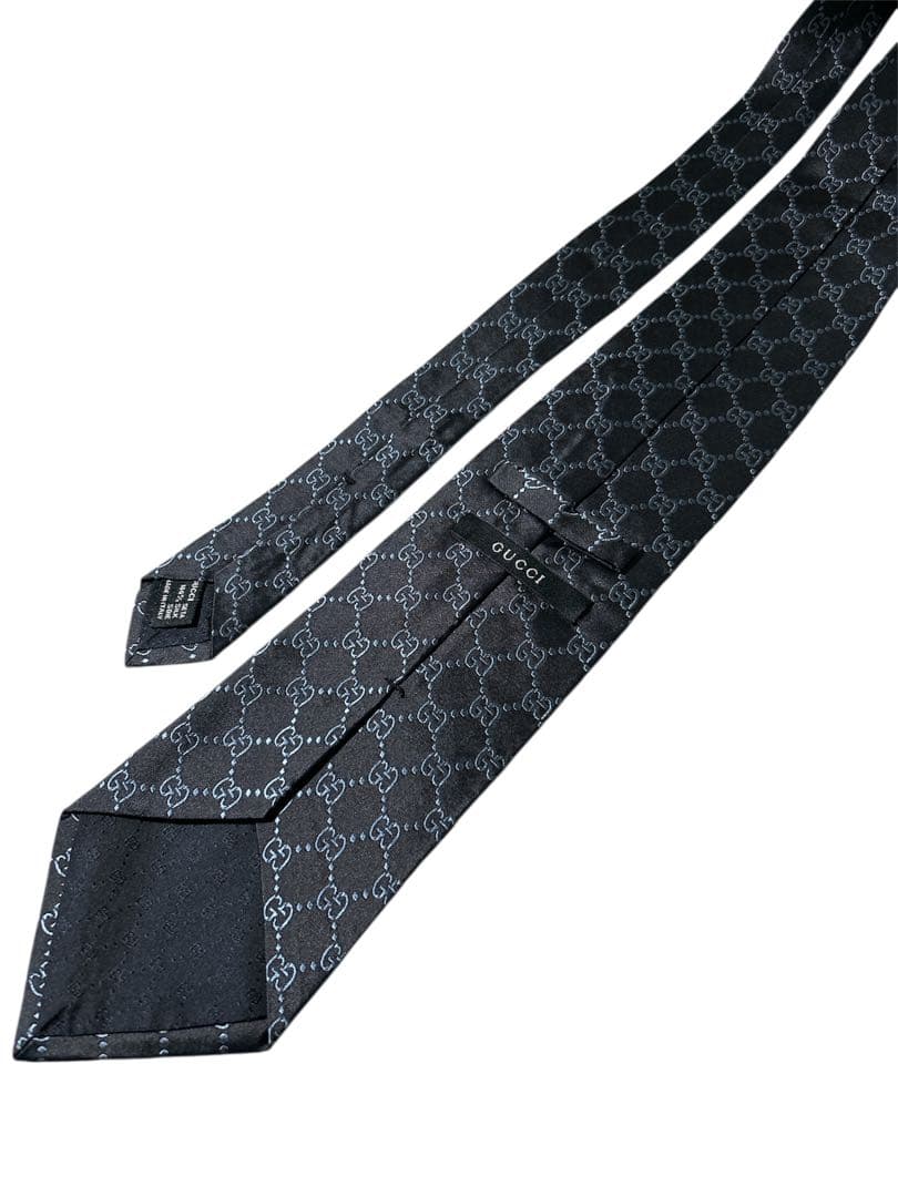 「美品」 グッチ GUCCI ネイビー ブラック GG柄 ネクタイ