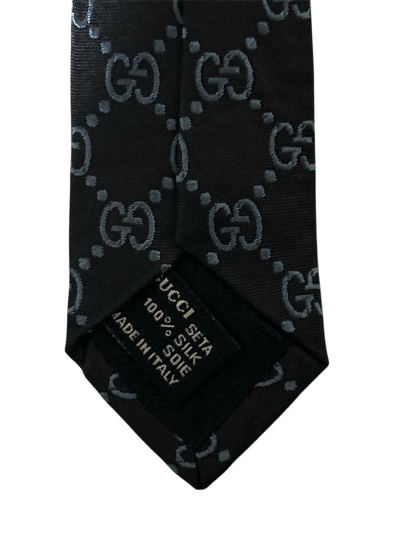 「美品」 グッチ GUCCI ネイビー ブラック GG柄 ネクタイ