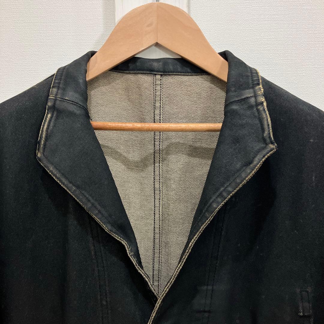 MEN'S TENORAS レザーフロッキー加工 デニム ジャケット L
