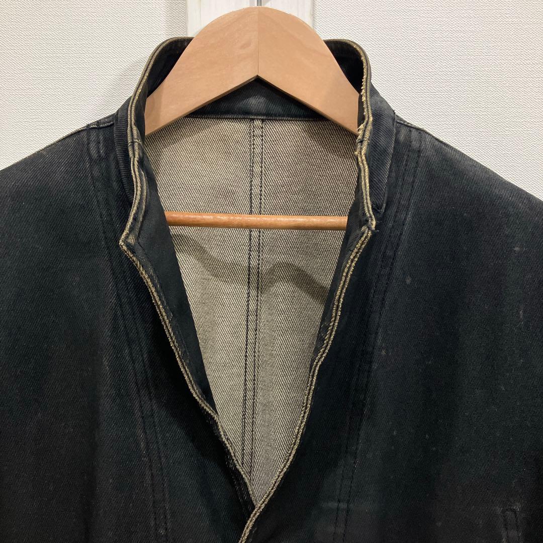 MEN'S TENORAS レザーフロッキー加工 デニム ジャケット L