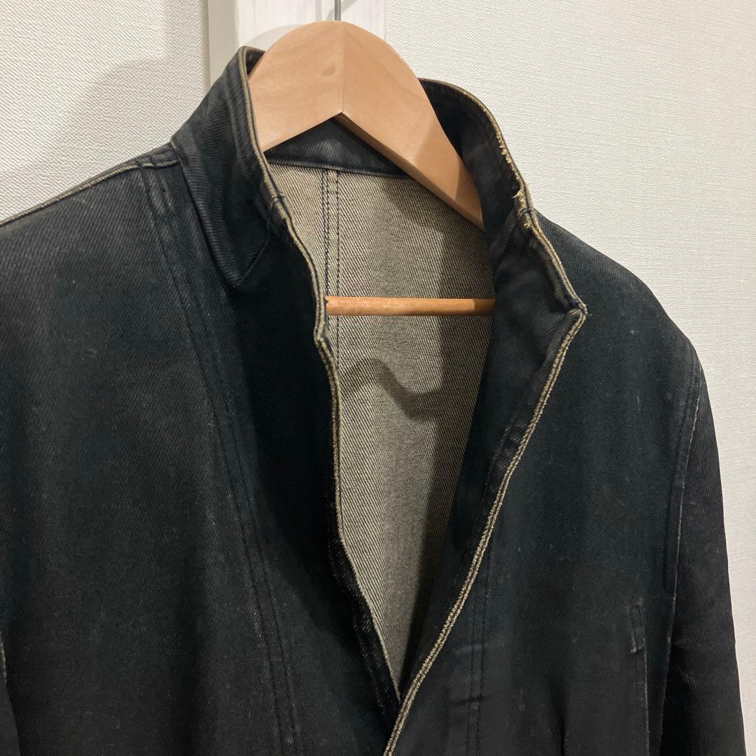 MEN'S TENORAS レザーフロッキー加工 デニム ジャケット L