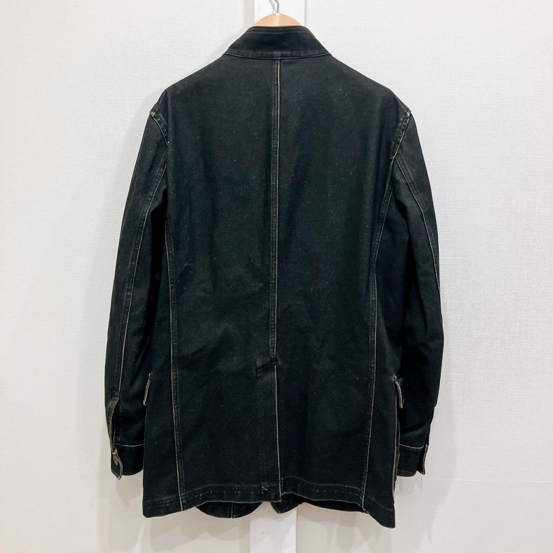 MEN'S TENORAS レザーフロッキー加工 デニム ジャケット L